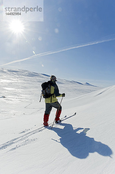 Skilangläufer in Winterlandschaft