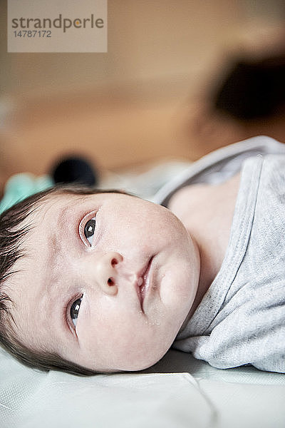 Reportage über eine Hebamme in Lyon  Frankreich. Konsultation mit einem 2 Wochen alten Baby.