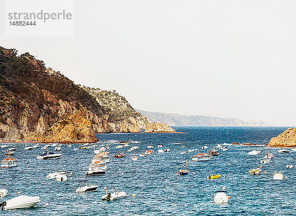 Segelboote und Schnellboote auf See  Tossa  Katalonien  Spanien