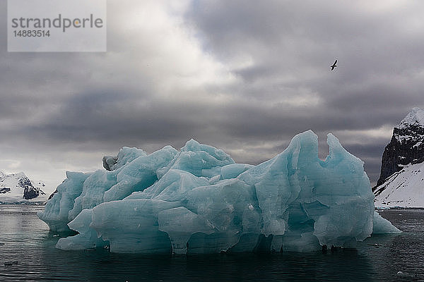 Blauer Eisberg und Sturmwolken  Burgerbukta  Spitzbergen  Svalbard  Norwegen