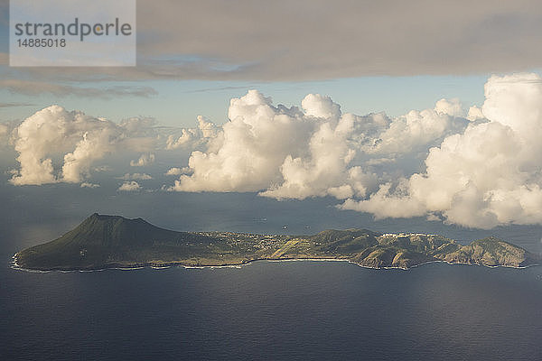 Karibik  Niederländische Antillen  St. Eustatius  Oranjestad  Luftaufnahme