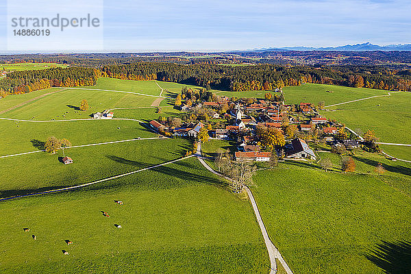 Deutschland  Bayern  Oberbayern  Alpenvorland  Tölzer Land  Luftbild von Peretshofen  bei Dietramszell