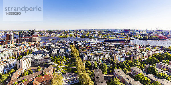 Deutschland  Hamburg  Blick über Neustadt  Hamburger Hafen und HafenCity