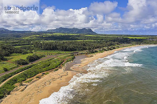 USA  Hawaii  Kauai  Kauai Multiuse Path  Kealia Beach  Luftaufnahme