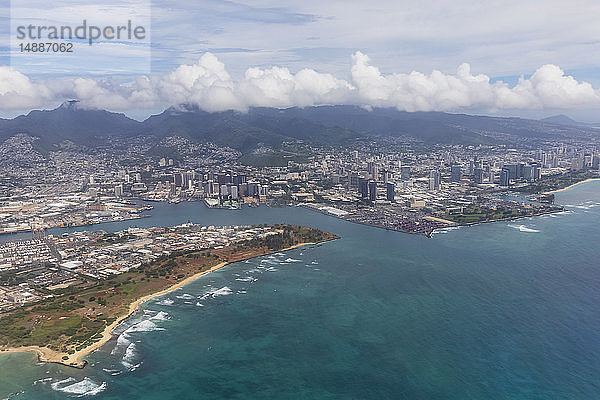 USA  Hawaii  Oahu  Honolulu  Waikiki Beach  Luftaufnahme