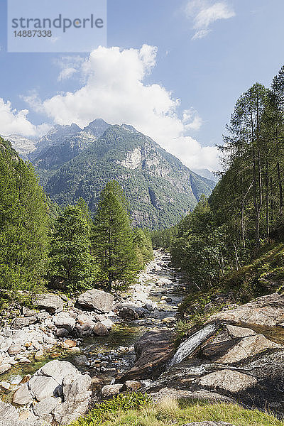 Schweiz  Tessin  Redorta-Tal  Redorta-Fluss und Berglandschaft
