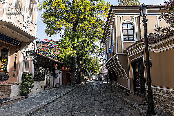 Gepflasterte Straßen in der Altstadt  Plovdiv  Bulgarien