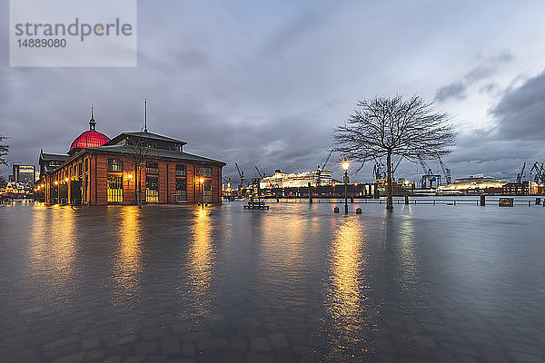 Deutschland  Hamburg  Altona  Fischmarkt bei Hochwasser