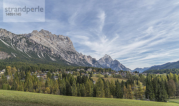 Tannenbäume und Berg in den Dolomiten  Südtirol  Italien