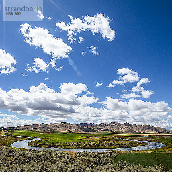 Fluss durch ein Feld in Picabo  Idaho  USA