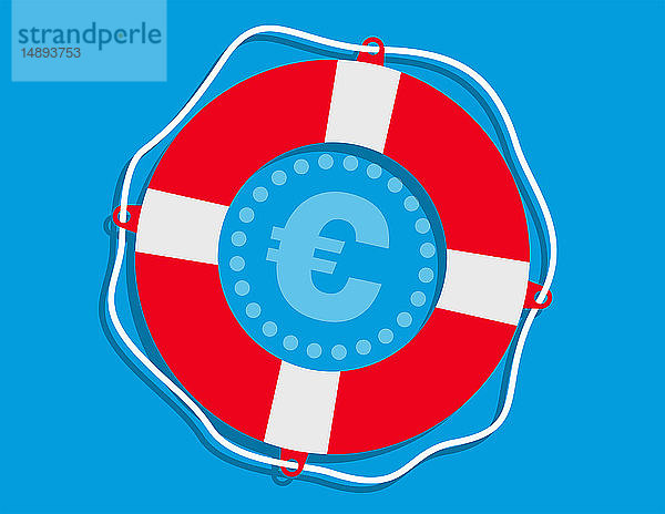 Euro-Münze im Rettungsring