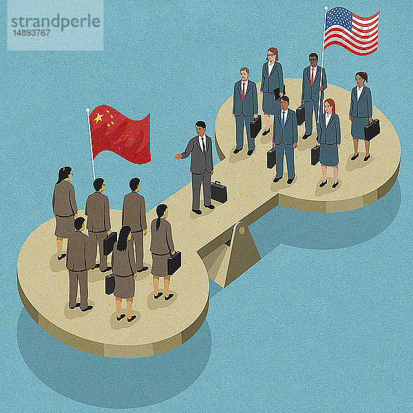 China und die Vereinigten Staaten verhandeln auf der Wippe