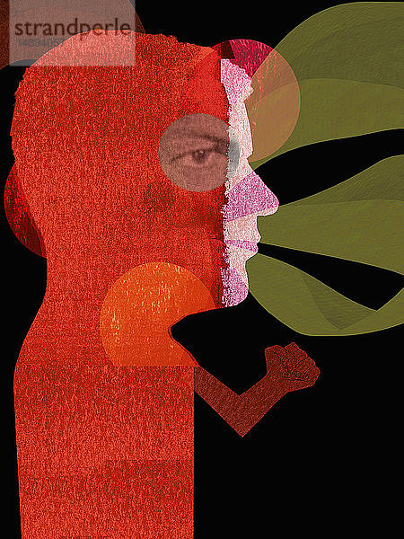 Zorniger Mann aus Collage geformt
