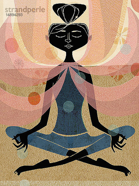 Frau meditiert im Lotussitz