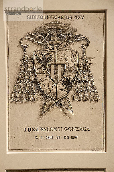Europa  Italien  Vatikanstadt  BAV Vatikanische Bibliothek  Bibliotheksheraldik  Luigi Valenti Gonzaga