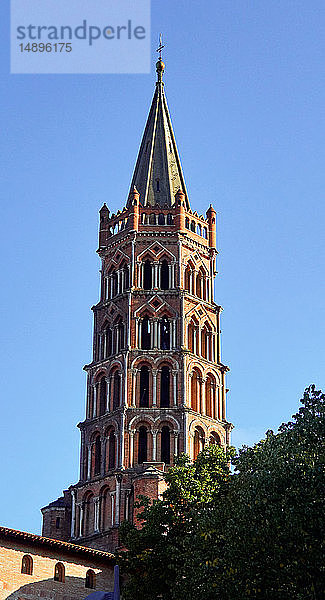 Europa; Frankreich; Region Midi-Pyrénées; Departement Okzitanien; Stadt Toulouse; Basilika Saint-Sernin; ehemalige Abteikirche der Abtei Saint-Sernin oder Saint-Saturnin .