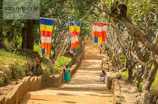 Asien  Sri Lanka  Mihintale  Treppe buddhistisches Kloster