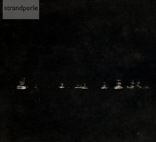 negativ 1900  Viktorianisches Zeitalter  Schlachtschiffe bei Nacht  Krönungsrevue König Georg V. 1911.