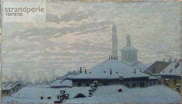 Tetti sotto la neve (Dächer unter dem Schnee)  1910. Schöpfer: Morbelli  Angelo (1853-1919).