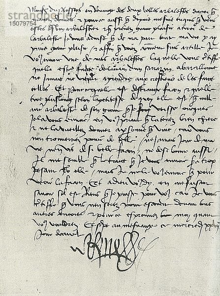 Brief von König René von Anjou  15. Jahrhundert  (1934). Schöpfer: Rene von Anjou  König von Neapel.