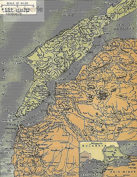 Die Dardanellen mit ihren Festungen   1919. Schöpfer: Londoner Geographisches Institut.