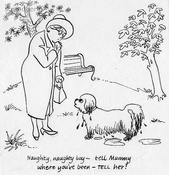 Frau mit Hund  um 1950. Schöpfer: Shirley Markham.