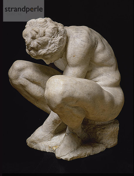 Kauernder Junge  zwischen 1530 und 1534. Schöpfer: Buonarroti  Michelangelo (1475-1564).