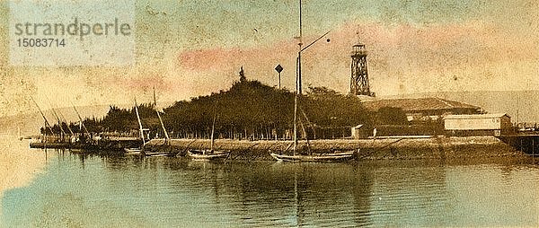 Ansicht des Hafens Tewfiek   ca. 1918-c1939. Schöpfer: Unbekannt.