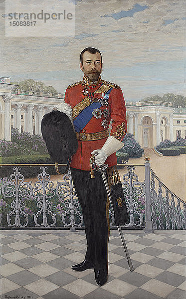 Porträt von Zar Nikolaus II. (1868-1918)  1908. Schöpfer: Bogdanow-Belski  Nikolai Petrowitsch (1868-1945).