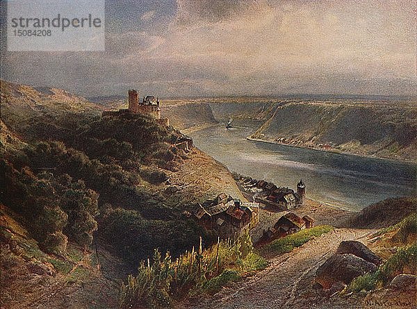 Burg Katz mit Blick auf die Loreley   1923. Schöpfer: Nikolai von Astudin.