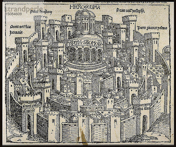 Jerusalem (aus der Schedelschen Weltchronik)  ca. 1493. Schöpfer: Wolgemut  Michael (1434-1519).