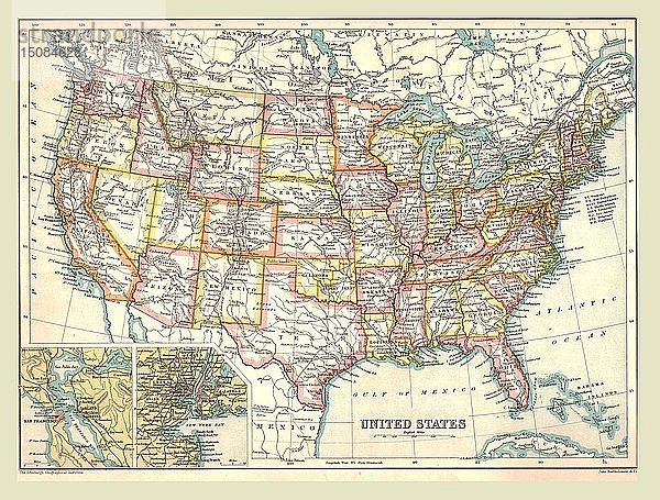 Karte der Vereinigten Staaten  1902. Schöpfer: Unbekannt.