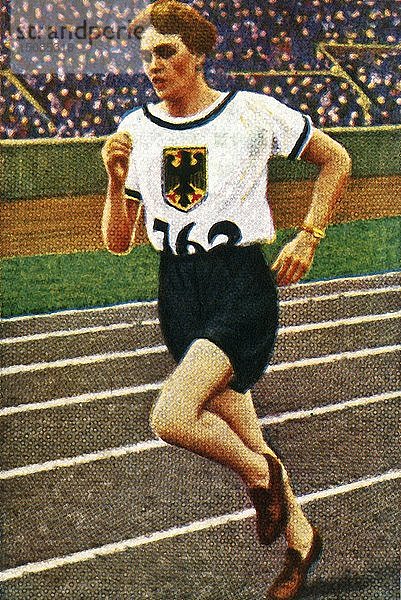 Die deutsche Läuferin Lina Radke  1928. Schöpfer: Unbekannt.