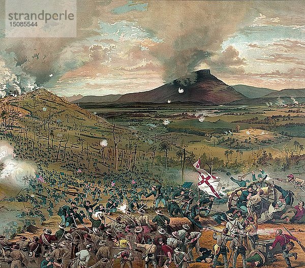 Schlacht von Mission Ridge  25. November 1863 - mit freundlicher Genehmigung ...veröffentlicht. 1886. Schöpfer: Amerikanische Schule (19. Jahrhundert).