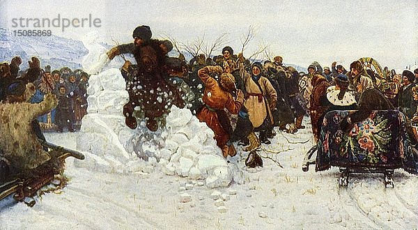 Die Einnahme der kleinen Schneestadt   1891  (1965). Schöpfer: Wassili Surikow.