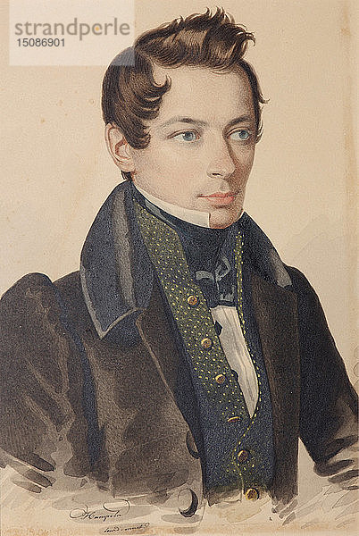 Porträt von Sergej Fjodorowitsch Plautin (1798-1881)  1830er Jahre. Schöpfer: Hampeln  Carl  von (1794-nach 1880).