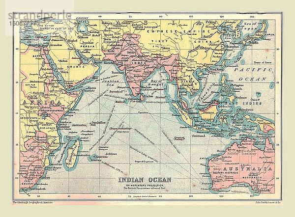 Karte des Indischen Ozeans  1902. Schöpfer: Unbekannt.