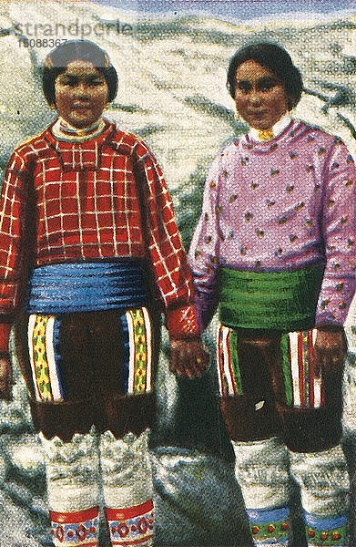 Junge Inuit-Frauen  Grönland  um 1928. Schöpfer: Unbekannt.