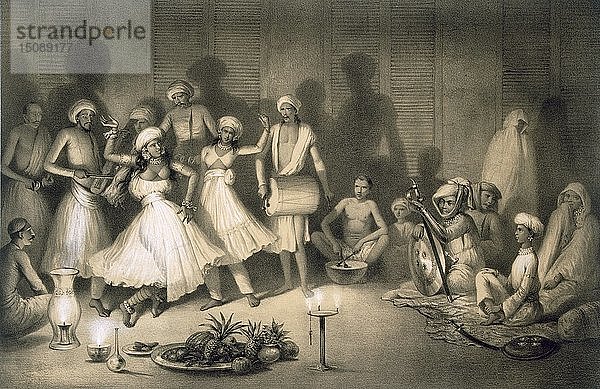 Tanz der Nautch-Mädchen  veröffentlicht. 1858. Schöpfer: A. Soltykoff (1806?1859).