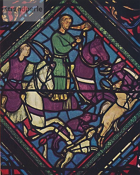 Glasmalerei - Kathedrale von Chartes  13. Jahrhundert  (um 1950). Schöpfer: Unbekannt.