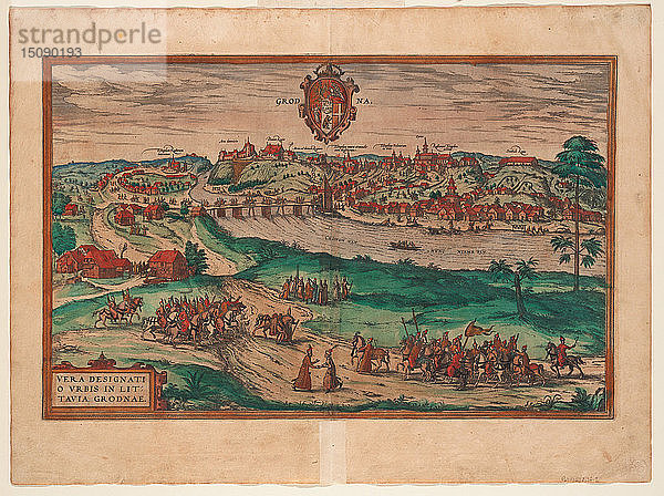 Grodno (Aus: Civitates orbis terrarium)  1577. Künstler: Braun  Georg (1541-1622)