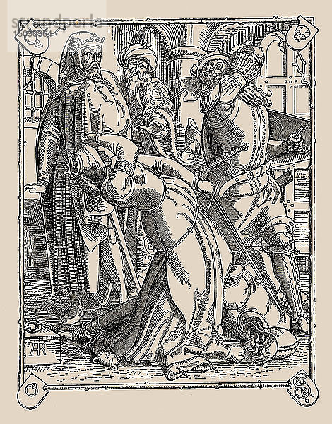 Die Nibelungen. Wie Gunther und Hagen und Kriemhild erschlagen wurden  1840-1841. Schöpfer: Rethel  Alfred (1816-1859).