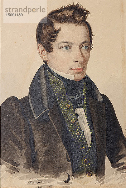 Porträt von Sergej Fjodorowitsch Plautin (1798-1881)  1830er Jahre. Schöpfer: Hampeln  Carl  von (1794-nach 1880).