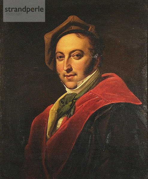 Porträt des Komponisten Gioachino Antonio Rossini (1792-1868). Schöpfer: Anonym.