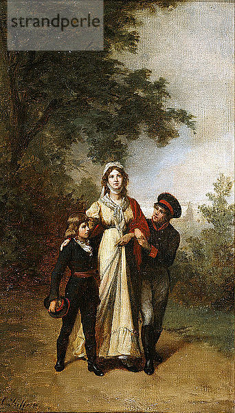 Königin Luise mit ihren Söhnen im Park von Luisenwahl  um 1886. Schöpfer: Steffeck  Carl (1818-1890).