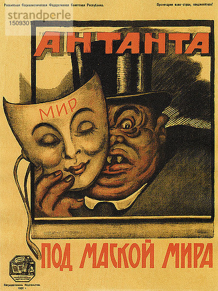 Die Entente unter der Maske des Friedens (Plakat)  1920. Künstler: Deni (Denisov)  Viktor Nikolaevich (1893-1946)