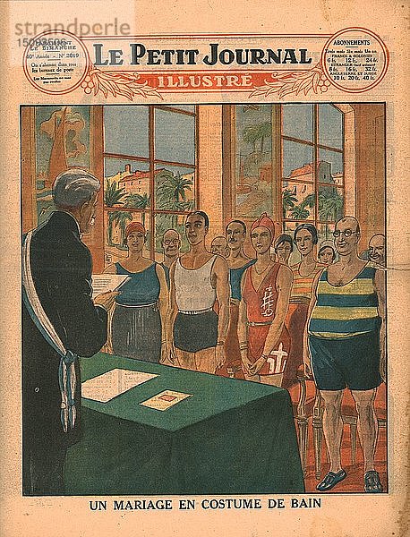Eine Hochzeit in Bademode  1929. Schöpfer: Unbekannt.