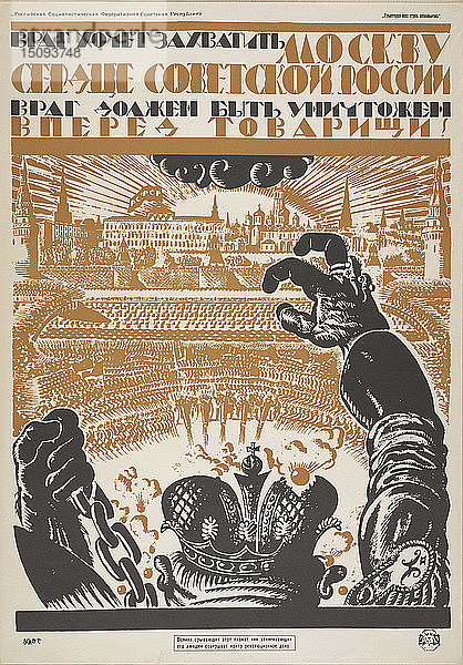 Der Feind will Moskau  das Herz von Sowjetrussland  einnehmen. Der Feind muss vernichtet werden   1919. Schöpfer: Fidman  Wladimir Iwanowitsch (1884-1949).
