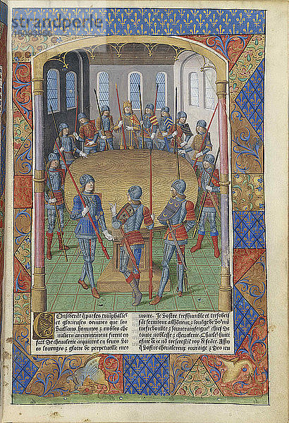 Lancelot du Lac. König Artus und die Ritter der Tafelrunde  1494. Schöpfer: Meister von Jacques de Besançon (tätig 1480-1510).