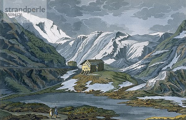 Schweiz: Hospiz St. Bernhard in den Alpen. Schöpfer: Italienische Schule (19. Jahrhundert).